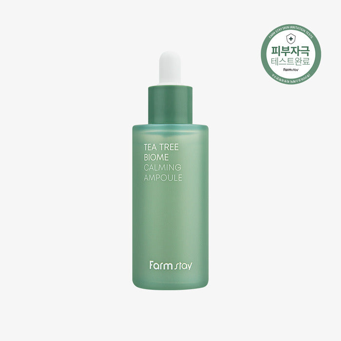 063397f94ce1588082c0097a9f150f25-nova-para-pharmacie-maroc-prix-livraison-1 FARMSTAY Tea Tree Biome Calming Ampoule 50ml Ampoule Apaisante Peaux Sensibles Acné – Image 1