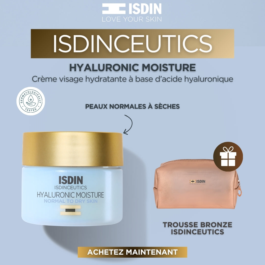 179-nova-para-pharmacie-maroc-prix-livraison-1 ISDIN Isdinceutics Hyaluronic Moisture 50g Crème Hydratante Peaux Normales Sèches + Trousse – Image 1