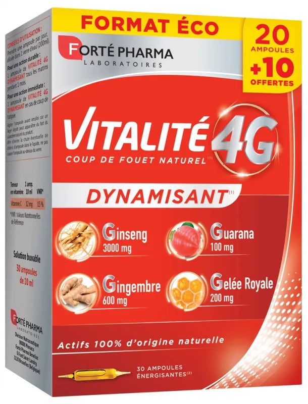 3700221314623_1-nova-para-pharmacie-maroc-prix-livraison Forte Pharma Vitalité 4G Dynamisant 30 Ampoules – Image 1