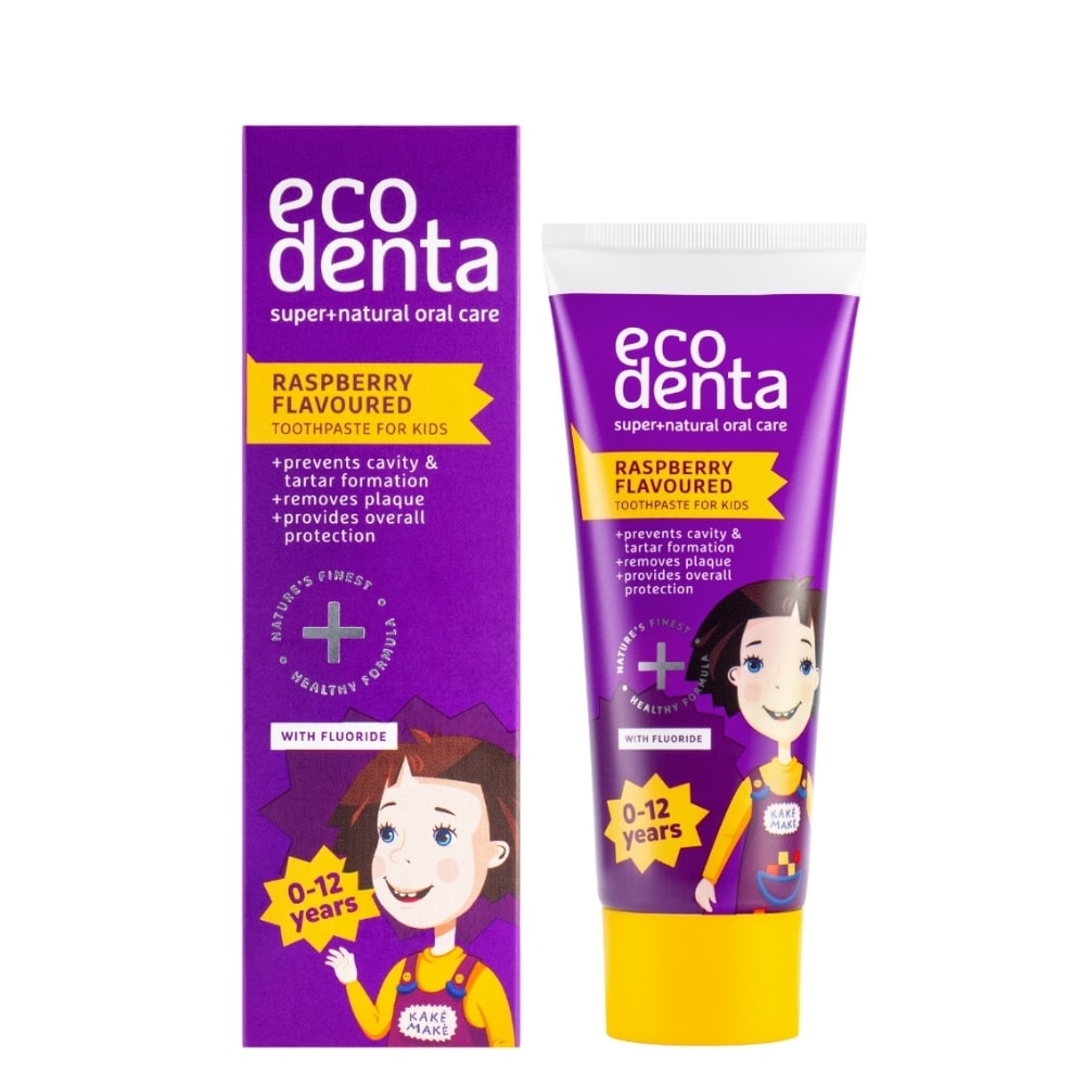 4770001334591-1-min-nova-para-pharmacie-maroc-prix-livraison ECO DENTA Dentifrice Enfants Goût Framboise 75ml Naturel Bio Dents de Lait – Image 1