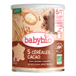 BABYBIO 5 Céréales Cacao 220g Bio Céréales Bébé Dès 8 Mois Alimentation Infantile