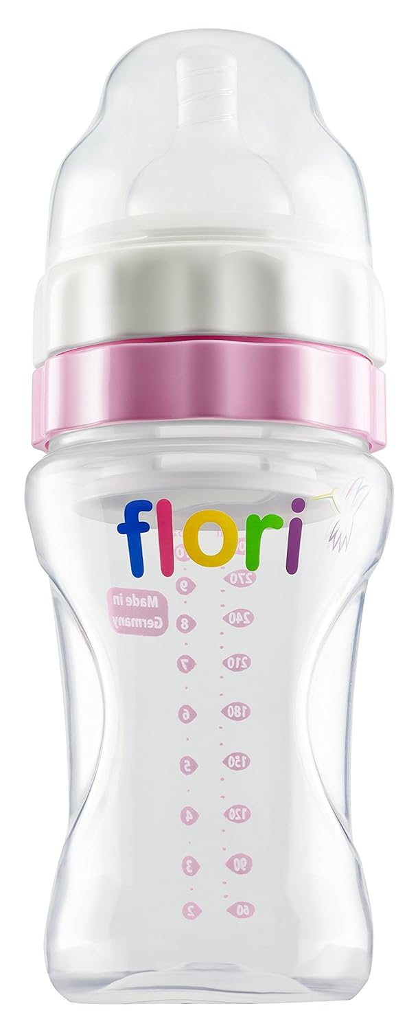 71-LJLi70xL._SL1500_-Nova-para-prix-Maroc-1 Flori Mix Biberon 300ml Rose Biberon Bébé Anti-Colique Ergonomique Sécurisé – Image 1