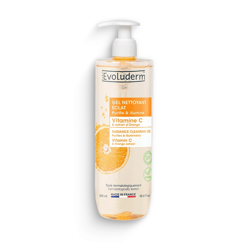 800x800-GEL-NETTOYANT-VITAMINE-C-500ml_1024x1024-nova-para-pharmacie-maroc-prix-livraison EVOLUDERM Gel Nettoyant Éclat Vitamine C 500ml Purifiant Illuminant – Image 1