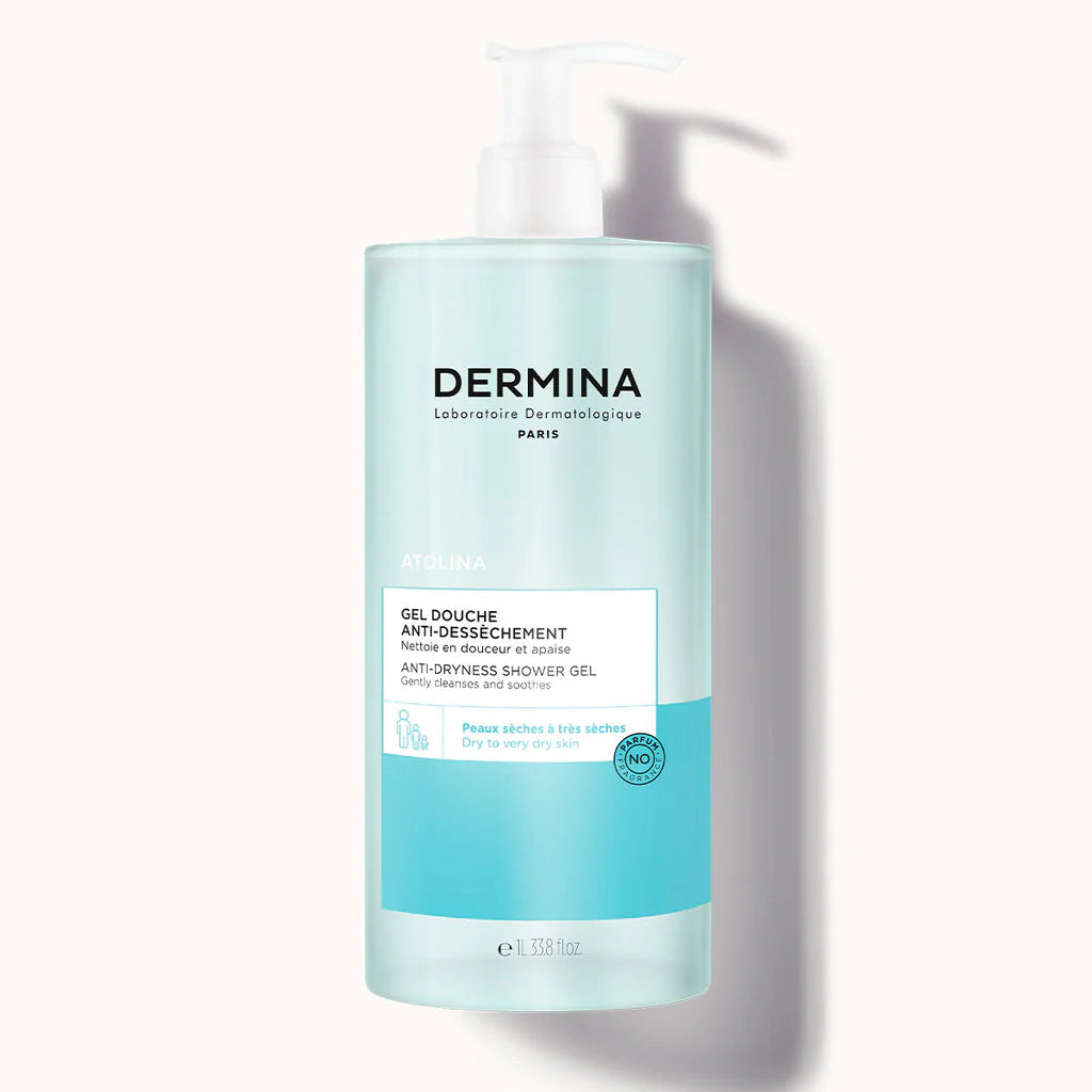 ATOLINA-GELDOUCHE-01-nova-para-pharmacie-maroc-prix-livraison DERMINA Atolina Gel Douche Apaisant 1000ml Nettoyant Doux Sans Savon Peaux Sensibles Atopiques – Image 1