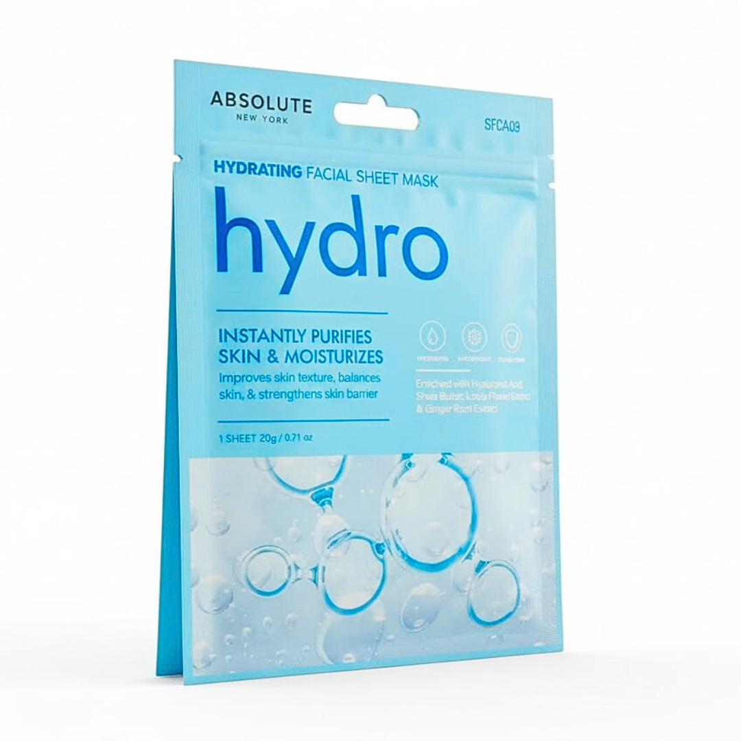 Absolute-Hydrating-Facial-Sheet-Mask-nova-para-pharmacie-maroc-prix-livraison ABSOLUTE NEW YORK Hydrating Facial Sheet Mask Masque Tissu Hydratant Éclat Instantané – Image 1