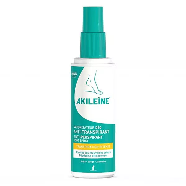 Akileine-Vaporisateur-Deodorant-Anti-Transpirant-100ml-nova-para-pharmacie-maroc-prix-livraison AKILEINE Verte Déo Biactif Anti-transpirant Vaporisateur 100ml Transpiration Excessive Odeurs Pieds Fraîcheur Allantoïne Sauge – Image 1