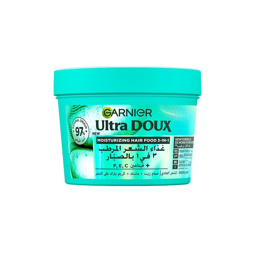 Aloe-Vera-850x850px-2-Nova-para-prix-Maroc GARNIER Ultra Doux Hair Food Aloe Vera 390ml Masque Cheveux Secs Abîmés Hydratation Intense 98% Ingrédients Naturels – Image 1