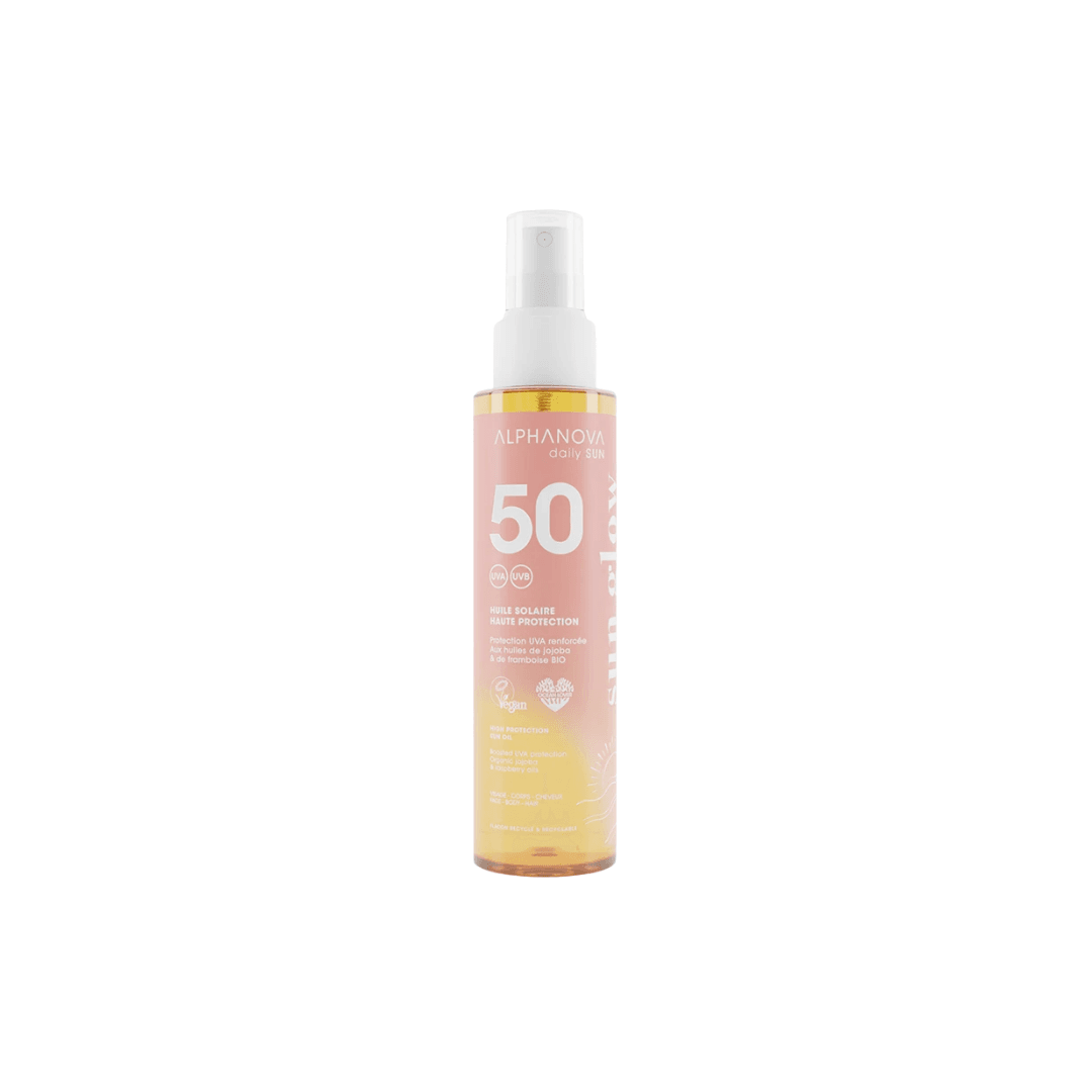 Alphanova-sun-glow-huile-solaire-spf50-125ml-Nova-para-prix-Maroc Alphanova Sun Glow Huile Solaire Spf50 125ml – Image 1