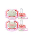 AVENT Sucettes Ultra Air Night Fille 6-18m SCF376/22 Phosphorescentes Respirantes