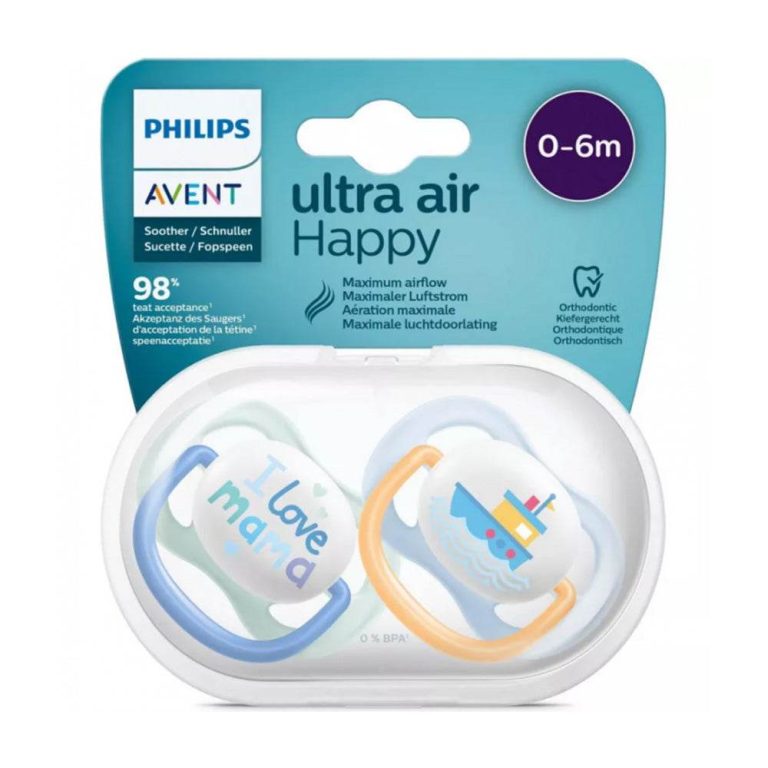 AVENT Sucettes Air Coll 0-6m Boy SCF080/01 Sucettes Ultra Air Garçon