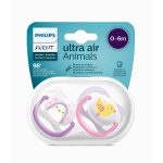 AVENT Sucettes Orthodontiques 0-6m Fille SCF080/06 Ultra Air Pingouin Oiseau