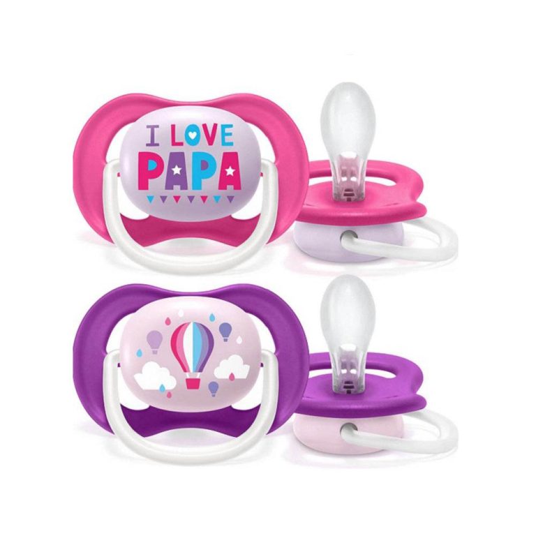 AVENT Sucettes Orthodontiques 6-18m Fille SCF080/04 Ultra Air Papillon Ballon