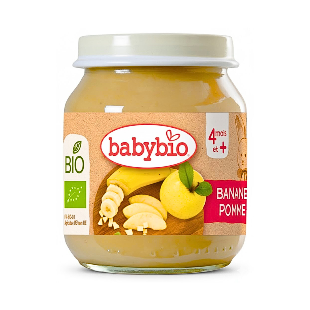 Babybio-Petit-Pot-Banane-Pomme-130g.-nova-para-pharmacie-maroc-prix-livraison BABYBIO Petit Pot Banane Pomme 130g Bio Compote Bébé 4 Mois Onctueux Gourmand – Image 1