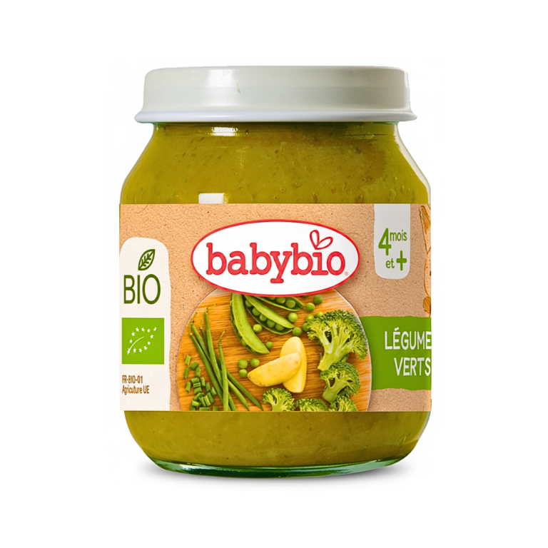 BABYBIO Petit Pot Légumes Verts 130g Bio Purée Bébé 4 Mois Vitamines Fibres