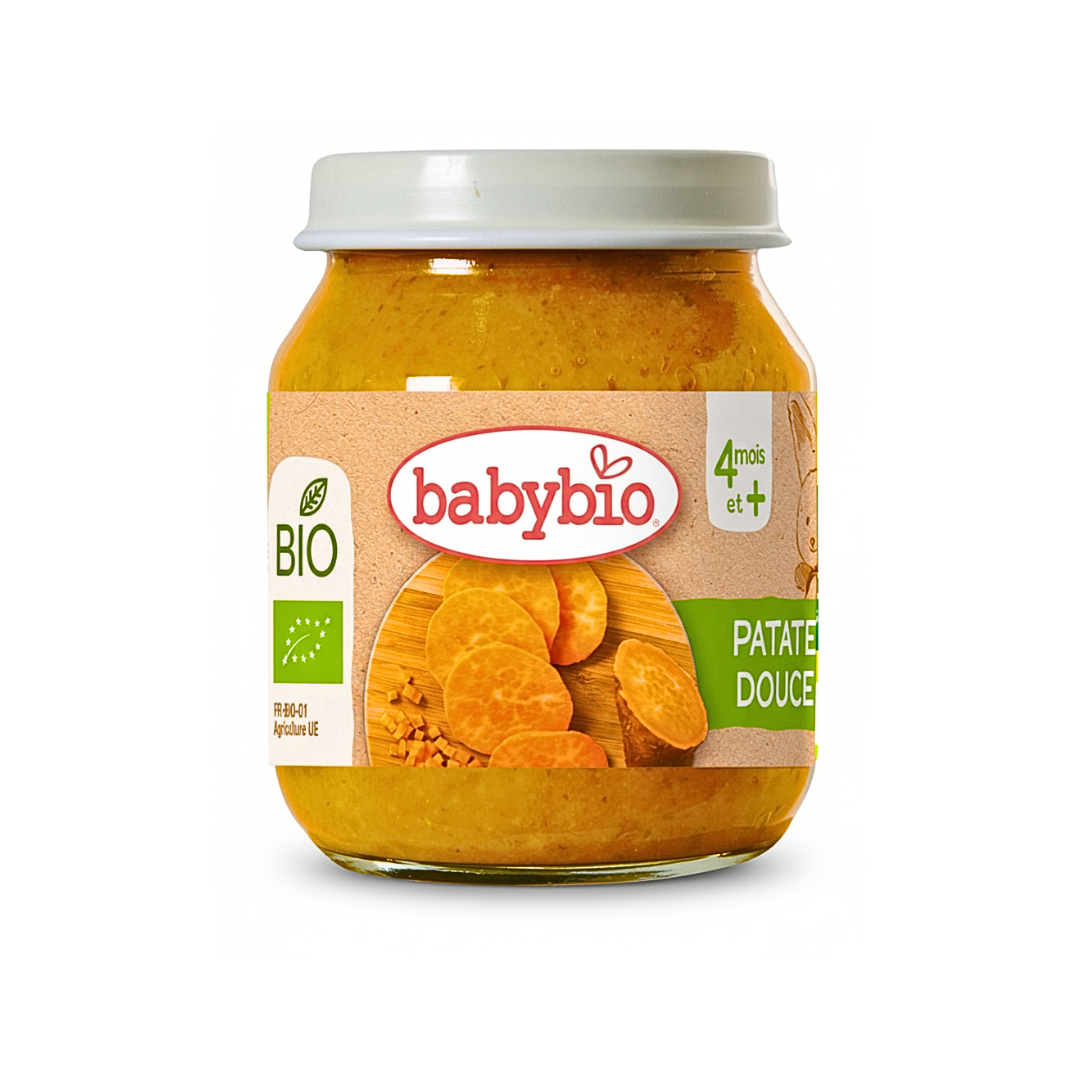 Babybio-Petit-Pot-Patate-Douce-130g-1-nova-para-pharmacie-maroc-prix-livraison BABYBIO Petit Pot Patate Douce 130g Bio Purée Bébé 4 Mois Vitamines Douceur – Image 1
