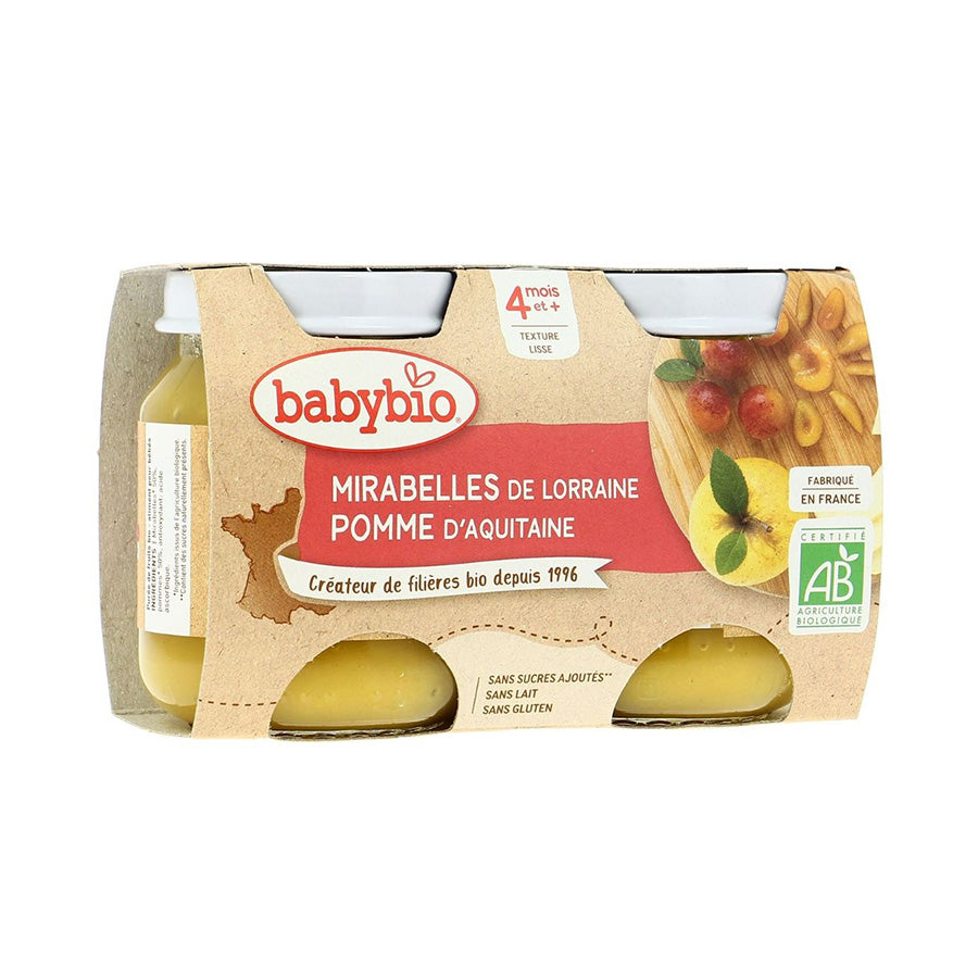 Babybio-pot-mirabelle-pomme-2-1-Nova-para-prix-Maroc-1 BABYBIO Pot Mirabelle Pomme 2x130g Bio Fruits Bébé Dès 6 Mois Alimentation Infantile – Image 1