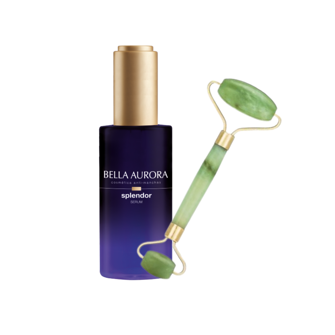 Bella-Aurora-Splendor-Serum-Illum.-Nuit-30mlRolleur-de-Massage-Pack-nova-para-pharmacie-maroc-prix-livraison Bella Aurora Splendor Sérum Illuminateur Nuit 30ml Anti-Taches + Rouleau Jade – Image 1