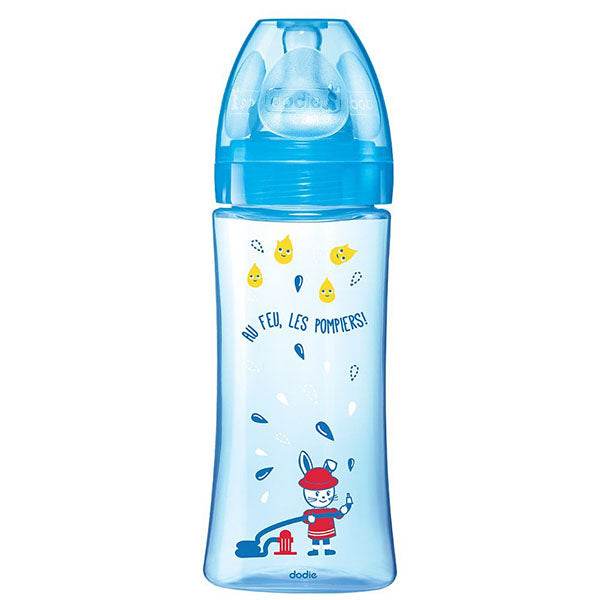 Biberon-intiation-330ml-bleu-face2_1 Dodie Biberon Initiation+ Décore Tétine D3 330ml – Image 1