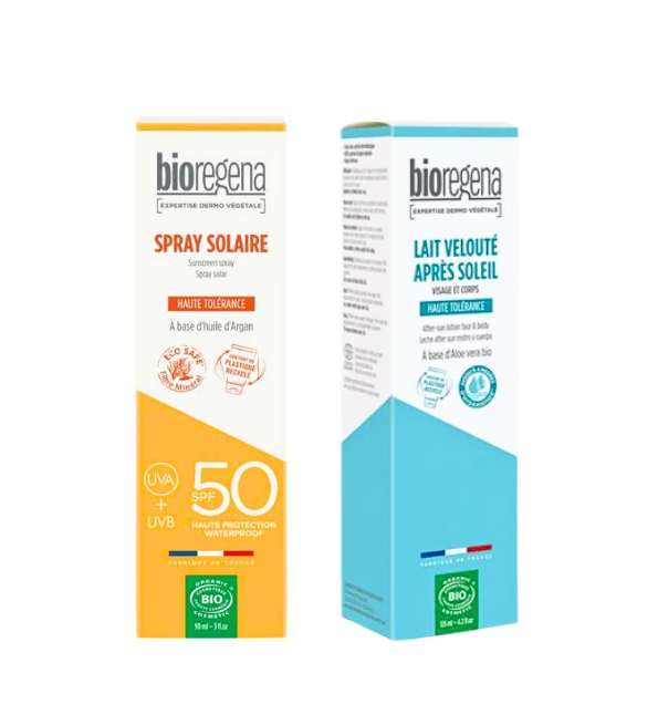 Bioregena-duo-pack-spray-solaire-90mllait-veloute-125ml-50-Nova-para-prix-Maroc Bioregena Duo Pack Spray Solaire 90ml + Lait Velouté Après-Soleil 125ml -50% Protection Naturelle Bio – Image 1