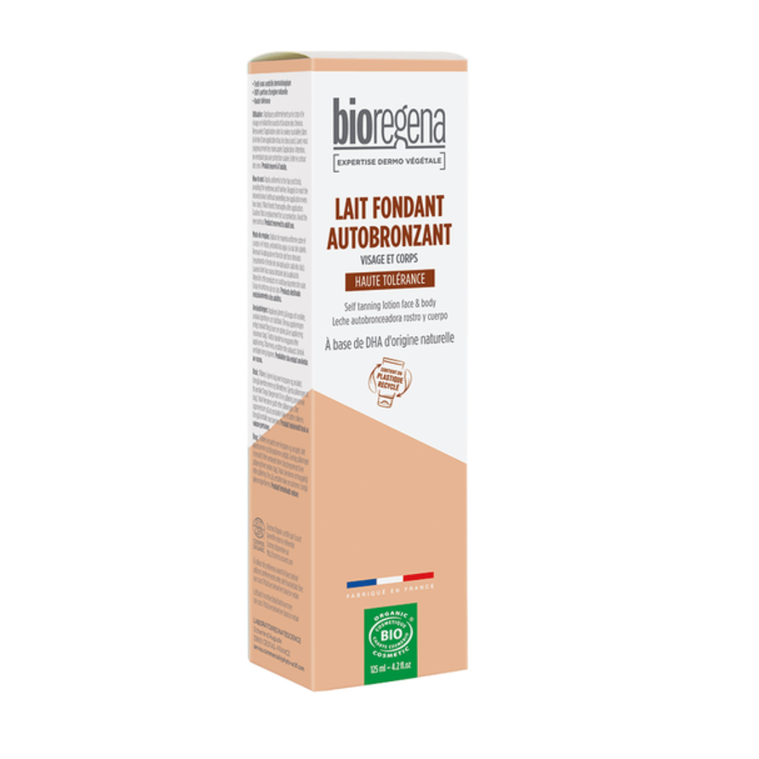 Bioregena-lait-fondant-autobrozant-125ml-Nova-para-prix-Maroc Bioregena Lait Fondant Autobronzant 125ml Soin Corps Autobronzant Naturel Bio Hâle Progressif Hydratant – Image 1
