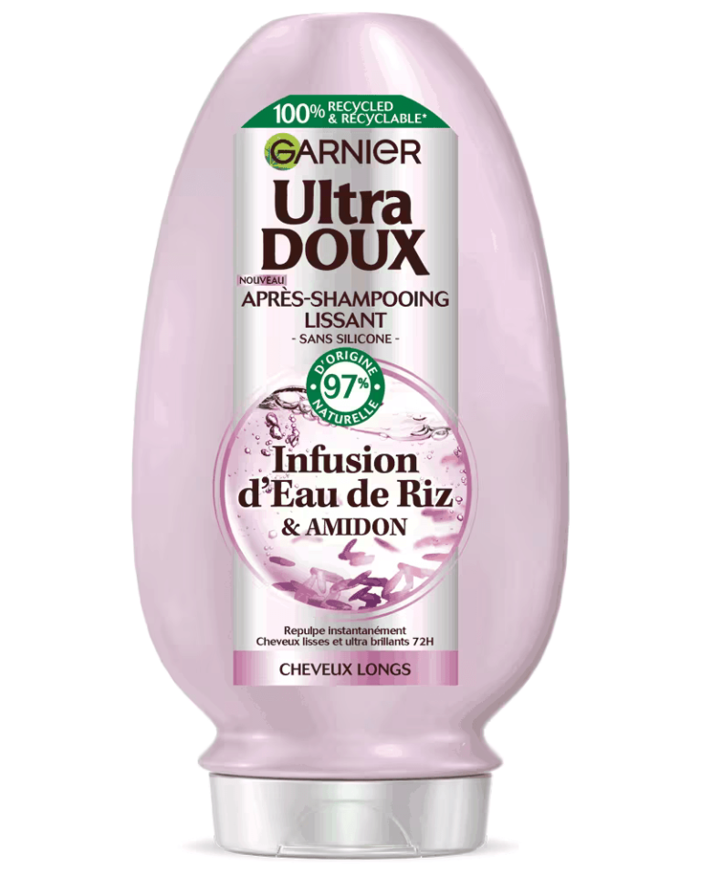 GARNIER Ultra Doux Après-Shampoing Rice Water 200ml Soin Capillaire Eau de Riz Cheveux Fins Dévitalisés Volume Brillance