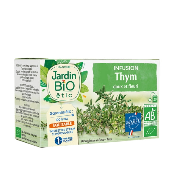 JARDIN BIO Infusion Thym 20 Sachets Tisane Bio Respiratoire Naturelle Bien-Être Bronchique JARDIN BIO Infusion Thym 20 Sachets Tisane Bio Respiratoire Naturelle Bien-Être Bronchique