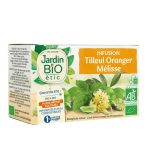 JARDIN BIO Infusion Tilleul Oranger Mélisse 20 Sachets Tisane Bio Relaxante Naturelle Bien-Être Sommeil