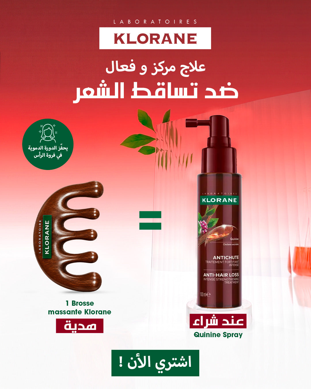 Klorane - Force tri-active sérum antichute Quinine Caféine - Chute de cheveux chronique - Cheveux clairsemés 100 ml + Brosse Massante OFFERTE Klorane - Force tri-active sérum antichute Quinine Caféine - Chute de cheveux chronique - Cheveux clairsemés 100 ml + Brosse Massante OFFERTE