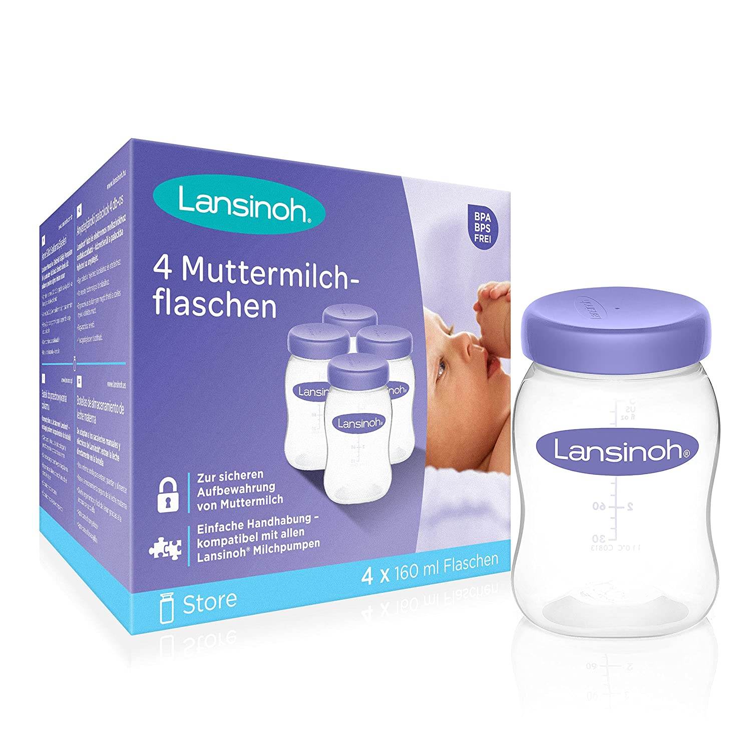 Lansinoh Bouteilles de Conservation 4*160ml Lansinoh Bouteilles de Conservation 4*160ml