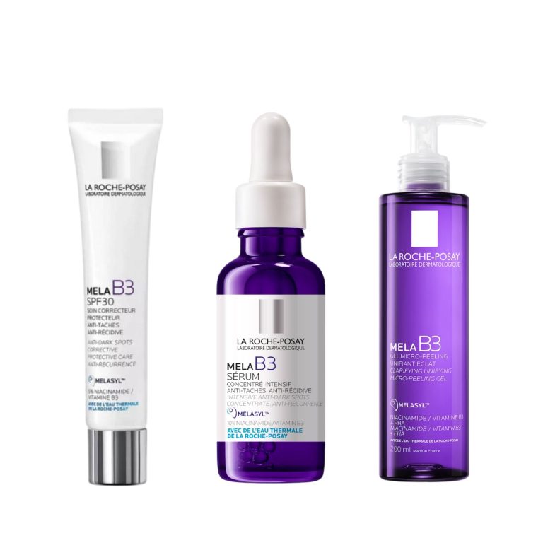 La Roche-Posay Mela B3 Routine Anti-Taches Complète Sérum Correcteur SPF Gel Micro-Peeling Niacinamide Cure Intensive
