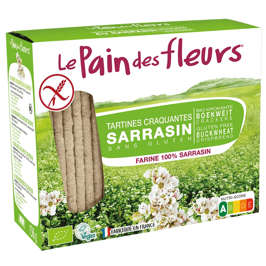 LE PAIN DES FLEURS Tartines Craquantes au Sarrasin Bio Sans Gluten 100g Vegan Petit-Déjeuner Naturel Rustique LE PAIN DES FLEURS Tartines Craquantes au Sarrasin Bio Sans Gluten 100g Vegan Petit-Déjeuner Naturel Rustique