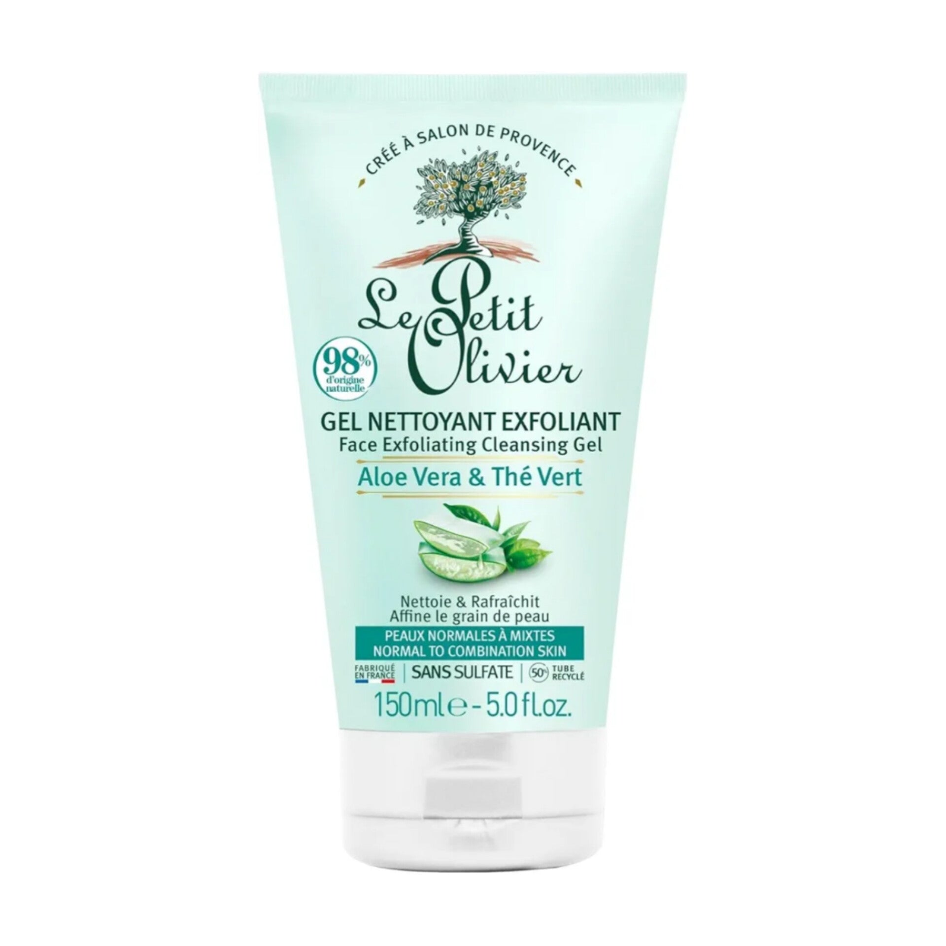LE PETIT OLIVIER - Gel Nettoyant Exfoliant à l’Aloe Vera & Thé Vert Peau Normales à Mixte - 150ml LE PETIT OLIVIER - Gel Nettoyant Exfoliant à l’Aloe Vera & Thé Vert Peau Normales à Mixte - 150ml