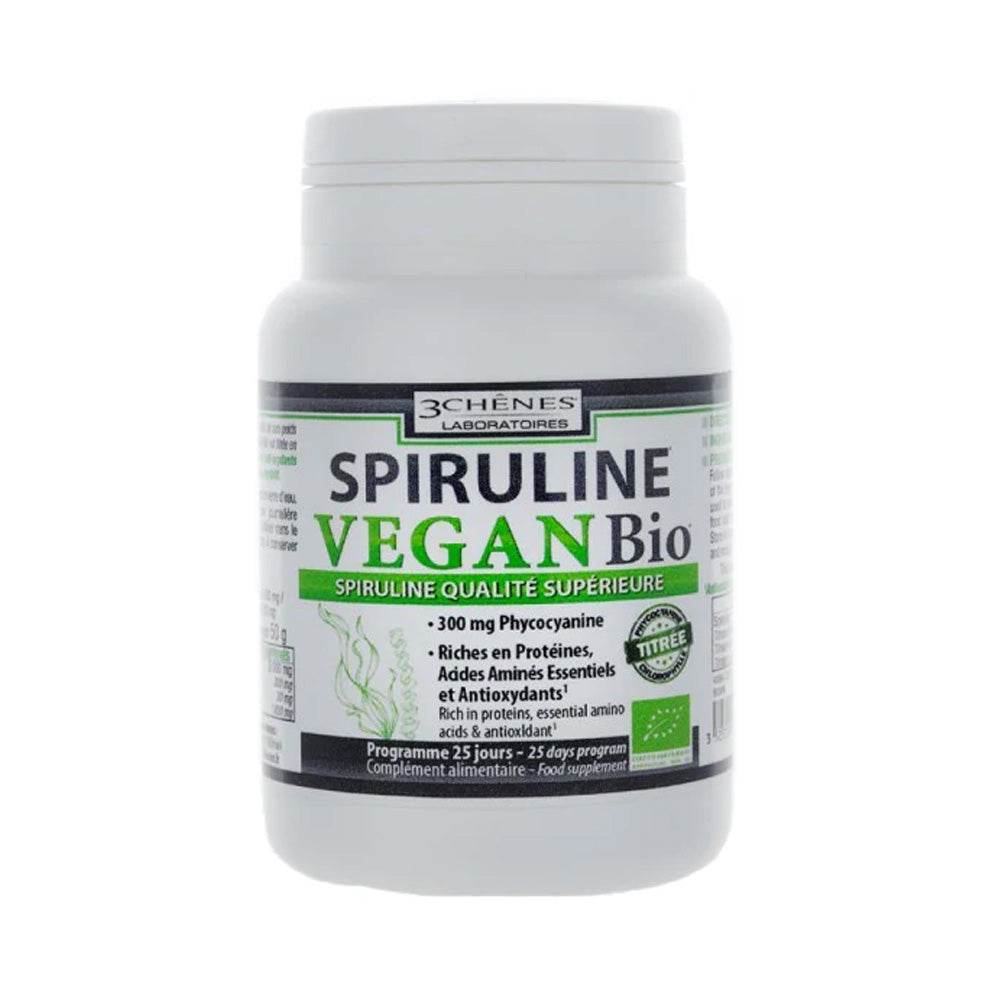 Les 3 Chênes Bio Spiruline Vegan 100 Comprimés Les 3 Chênes Bio Spiruline Vegan 100 Comprimés