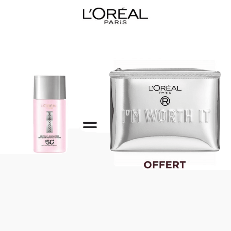 L’ORÉAL PARIS Glycolic-Bright Anti-Dark Spot UV SPF50+ 50ml Trousse Complète Anti-Taches Protection Solaire