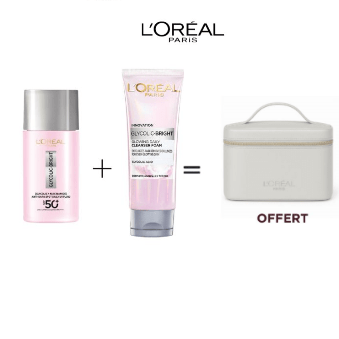 L’ORÉAL PARIS Glycolic-Bright Daily UV Fluid+Foam Cleanser Trousse Éclat Anti-Taches Protection Solaire Premium L’ORÉAL PARIS Glycolic-Bright Daily UV Fluid+Foam Cleanser Trousse Éclat Anti-Taches Protection Solaire Premium