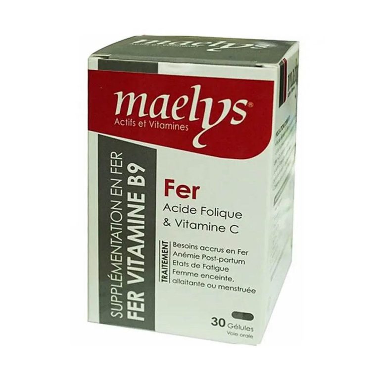Maelys Fer Acide Folique Et Vitamine C 30 Gélules Complément Anti-Fatigue