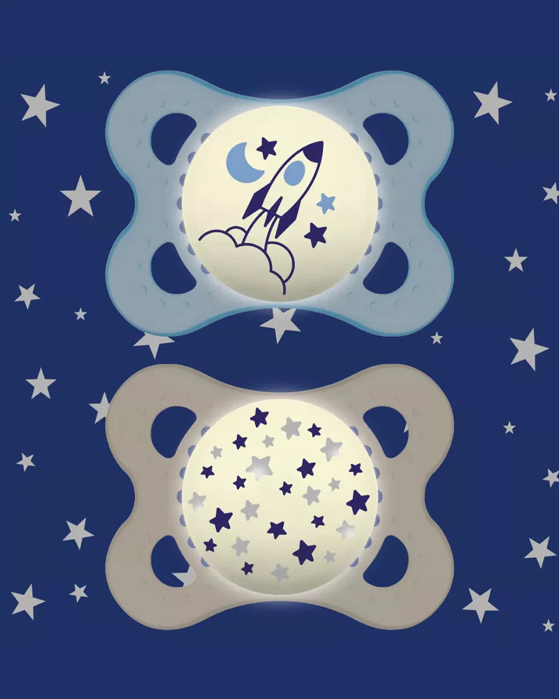 MAM Lot de 2 Sucettes Original Nuit 0-6M - Bleu MAM Lot de 2 Sucettes Original Nuit 0-6M - Bleu