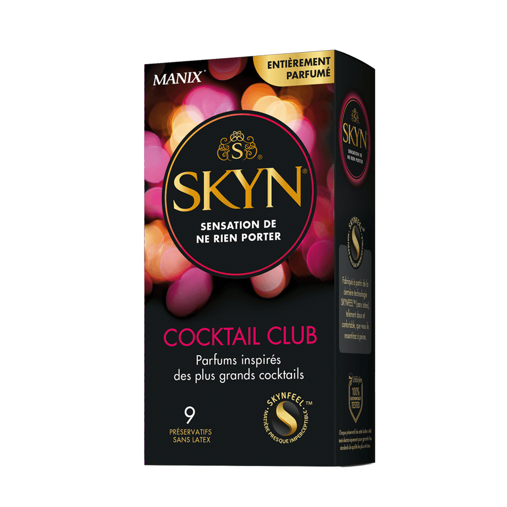 MANIX Skyn Cocktail Club 9 Préservatifs Sans Latex Polyisoprène Variété 3 Textures Sensation Naturelle Découverte MANIX Skyn Cocktail Club 9 Préservatifs Sans Latex Polyisoprène Variété 3 Textures Sensation Naturelle Découverte