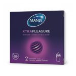 MANIX Xtra Pleasure 2 Préservatifs Stimulants Nervurés Perlés Gel Lubrifiant Protection Plaisir Intense