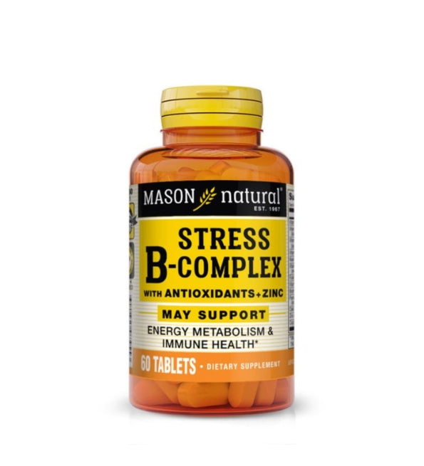 MASON NATURAL Stress B-Complex 60 Tablets Complément Alimentaire Vitamines B Anti-Stress Énergie Système Nerveux MASON NATURAL Stress B-Complex 60 Tablets Complément Alimentaire Vitamines B Anti-Stress Énergie Système Nerveux