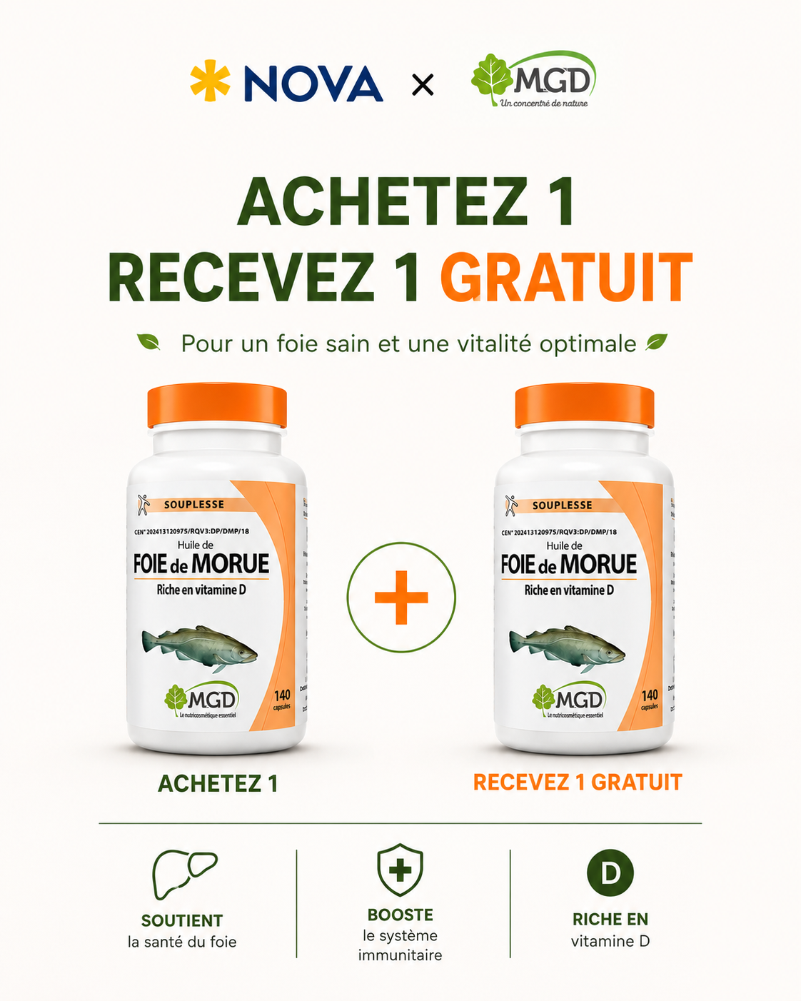 Mgd Foie De Morue 140 Capsules = 1 Gratuit Mgd Foie De Morue 140 Capsules = 1 Gratuit