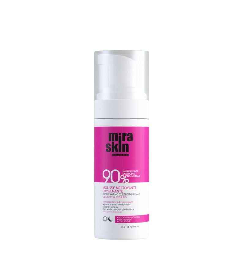 MIRASKIN Mousse Nettoyante Oxygénante 150ml Nettoyant Visage Purifiant Tous Types Peaux