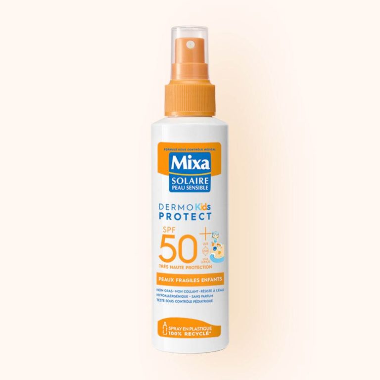 MIXA Solaire Kids Spray Pédiatrique SPF50+ 150ml Protection Solaire Enfants Peaux Fragiles Hypoallergénique Résistant Eau