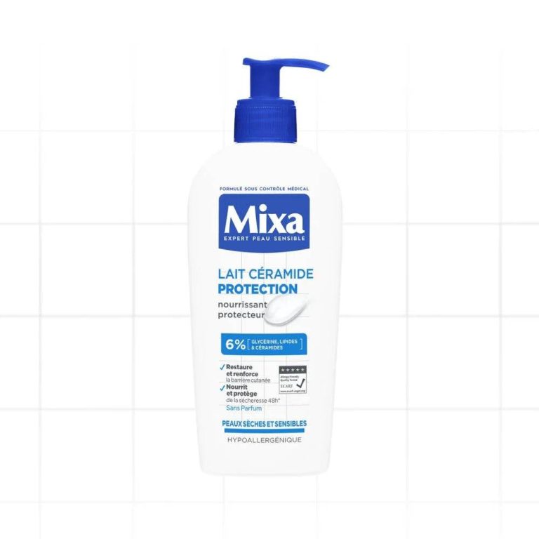 MIXA Lait Céramide Protection 250ml Lait Hydratant Corps Peaux Sensibles Sèches Céramides Glycérine Réparation Barrière