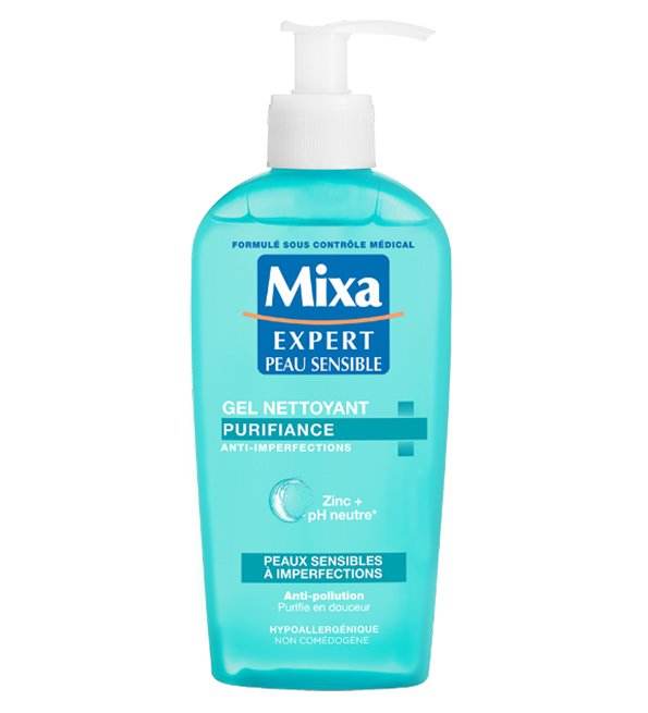 MIXA Gel Nettoyant Purifiance Anti-Imperfections 200ml Gel Nettoyant Visage Peau Grasse Acnéique Zinc Acide Salicylique MIXA Gel Nettoyant Purifiance Anti-Imperfections 200ml Gel Nettoyant Visage Peau Grasse Acnéique Zinc Acide Salicylique