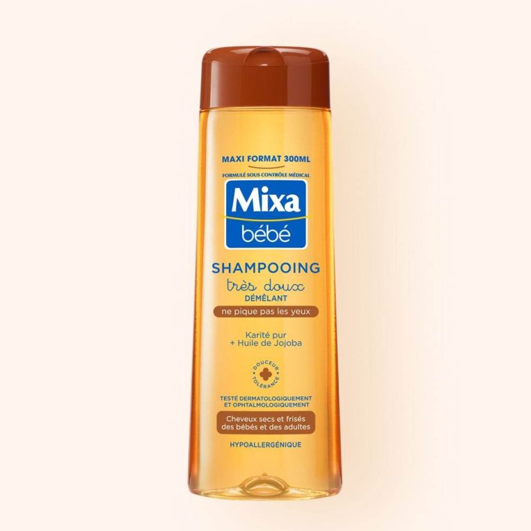 MIXA Shampooing Démêlant Très Doux Karité 300ml Soin Capillaire Hypoallergénique Cheveux Emmêlés Bébé Enfant Beurre Karité