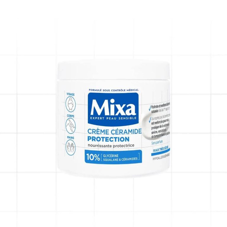 MIXA Crème Céramide Protection 400ml Crème Hydratante Corps Peaux Sensibles Sèches Céramides Glycérine Réparation Barrière