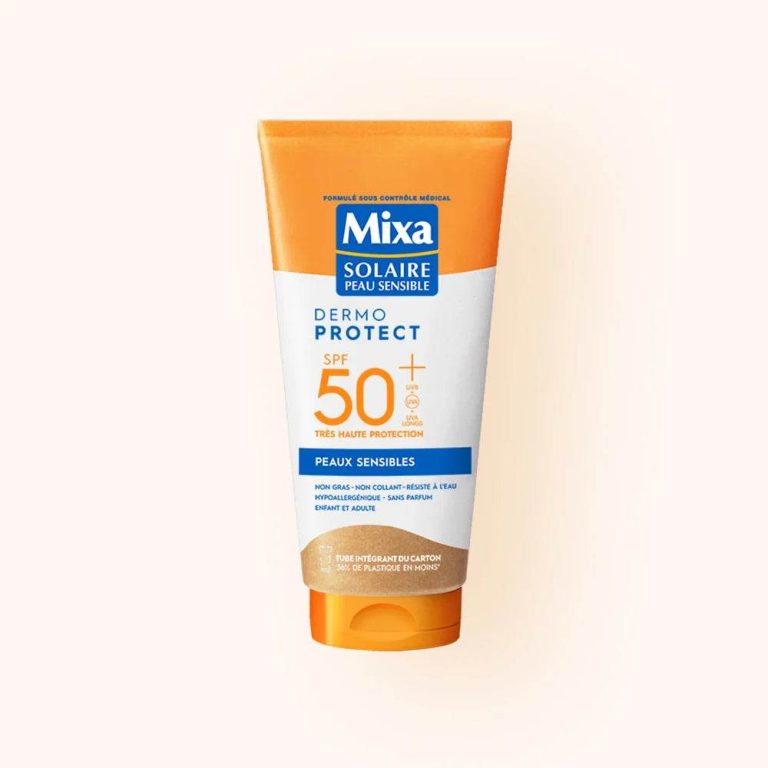MIXA Solaire Lait Peaux Sensibles SPF50+ 175ml Protection Solaire Hypoallergénique Zinc Panthénol Résistant Eau