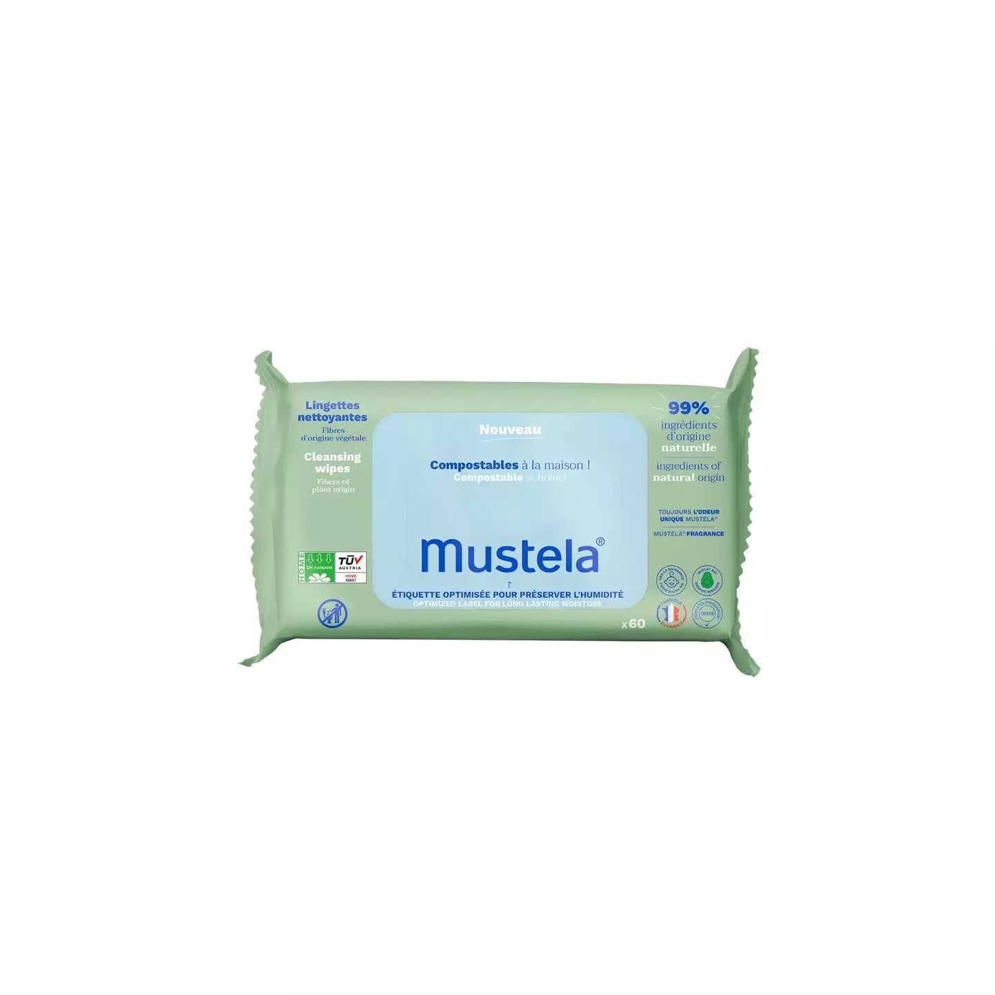 Mustela Lingettes Nettoyantes Compostables Naturelle 60 Pièces Bébé 97% Naturel 0% Plastique Dès Naissance Mustela Lingettes Nettoyantes Compostables Naturelle 60 Pièces Bébé 97% Naturel 0% Plastique Dès Naissance