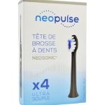 NEOPULSE Recharge 4 Têtes Brosse à Dents Ultra Souples Noir Nettoyage Doux Gencives Sensibles